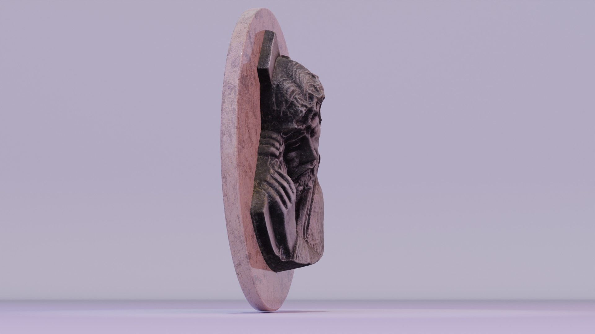 Jesus with a cross bas-relief Low-poly 3D model_21