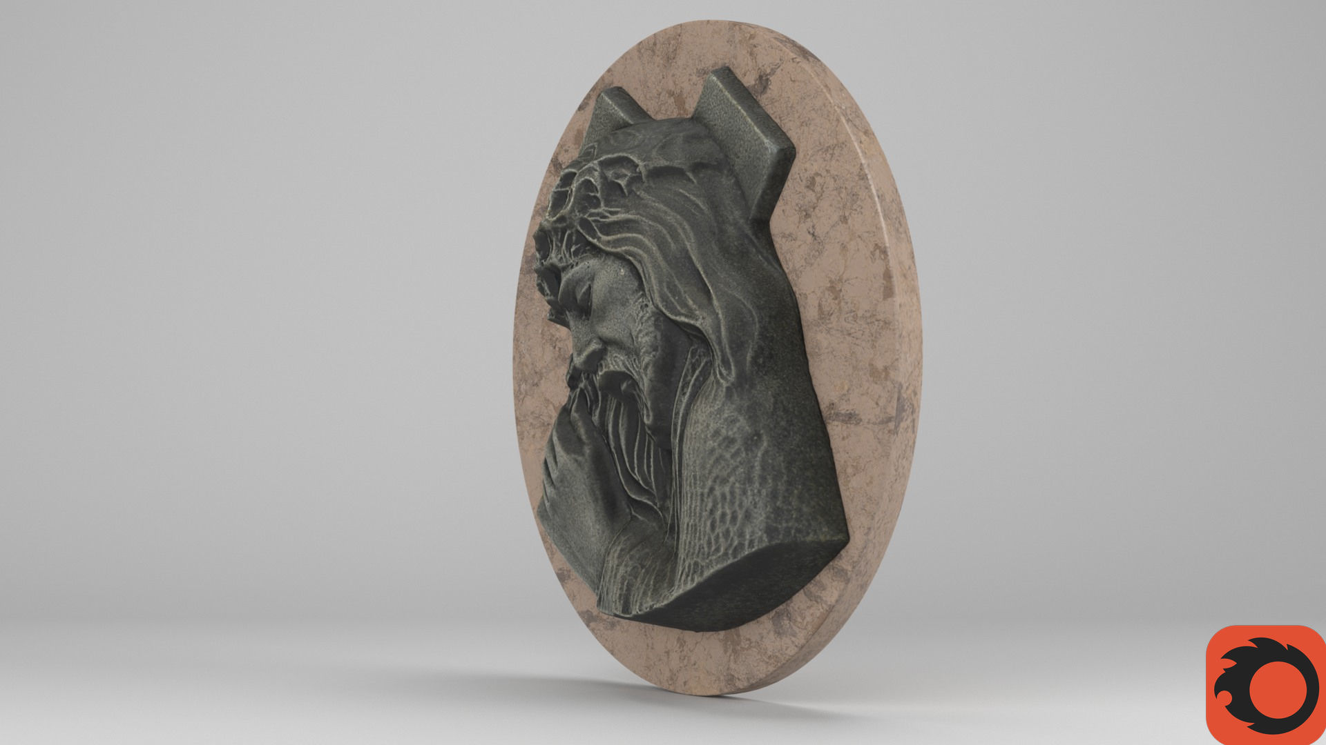Jesus with a cross bas-relief Low-poly 3D model_32