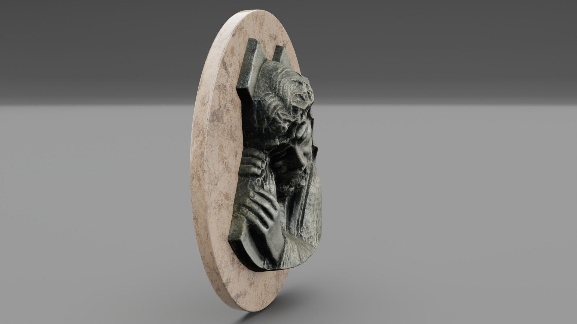 Jesus with a cross bas-relief Low-poly 3D model_30