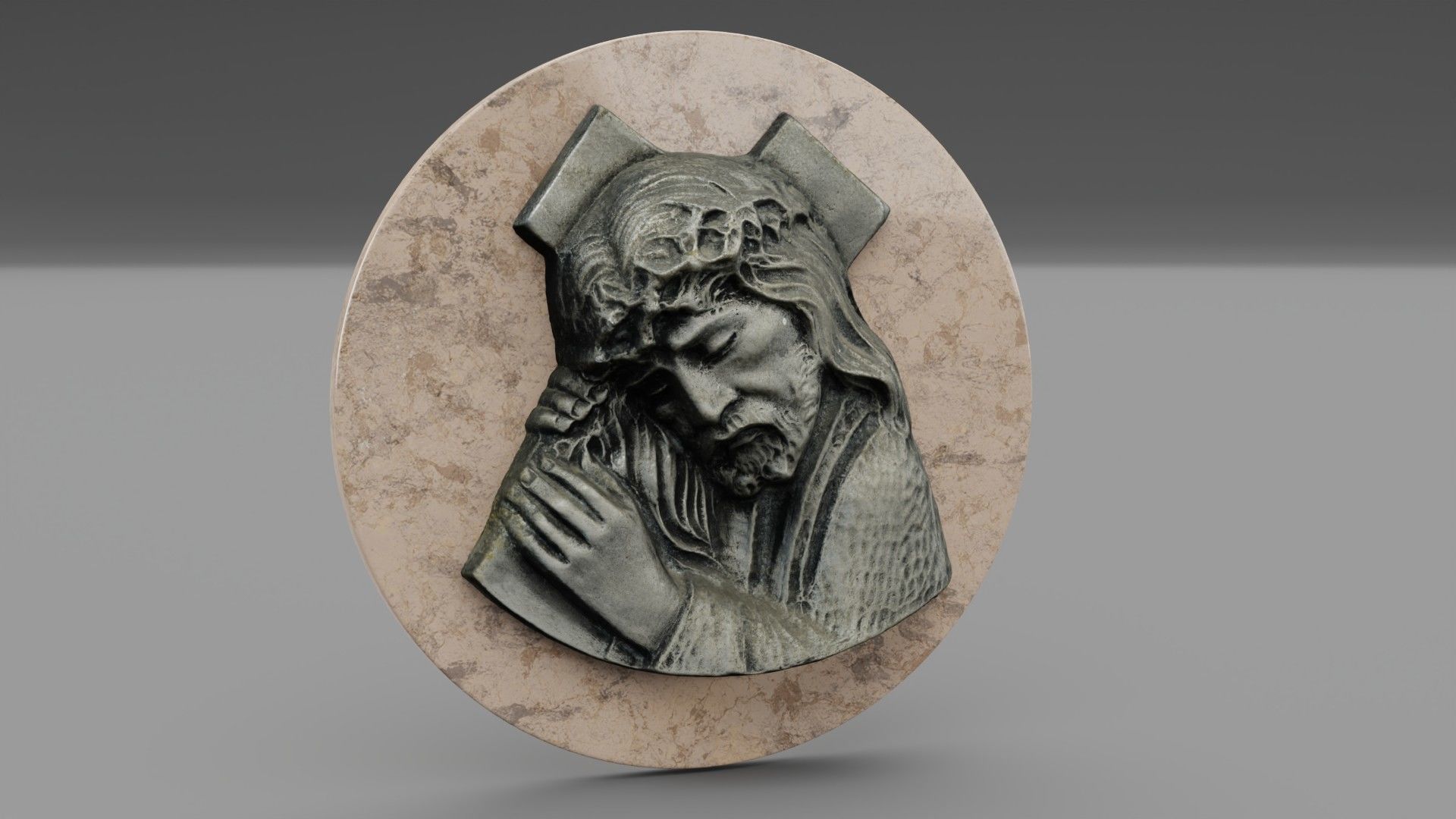 Jesus with a cross bas-relief Low-poly 3D model_27