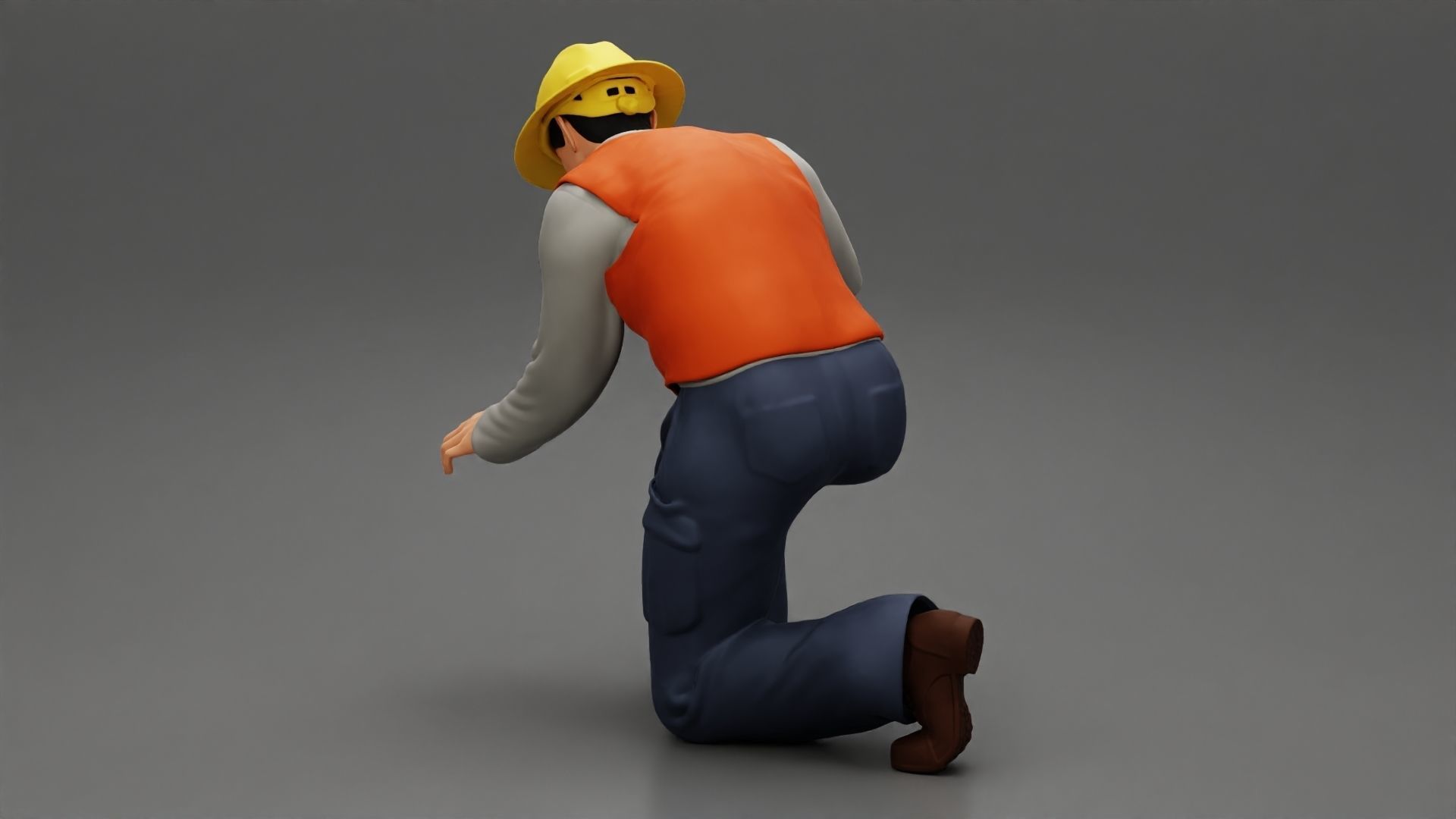 Industry worker sitting and fixing technical issues 3D print model_5