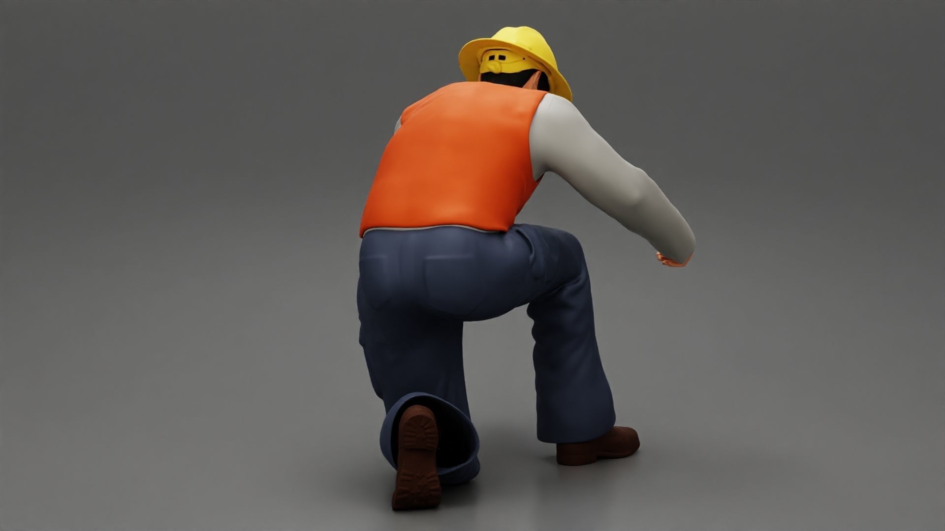 Industry worker sitting and fixing technical issues 3D print model_4