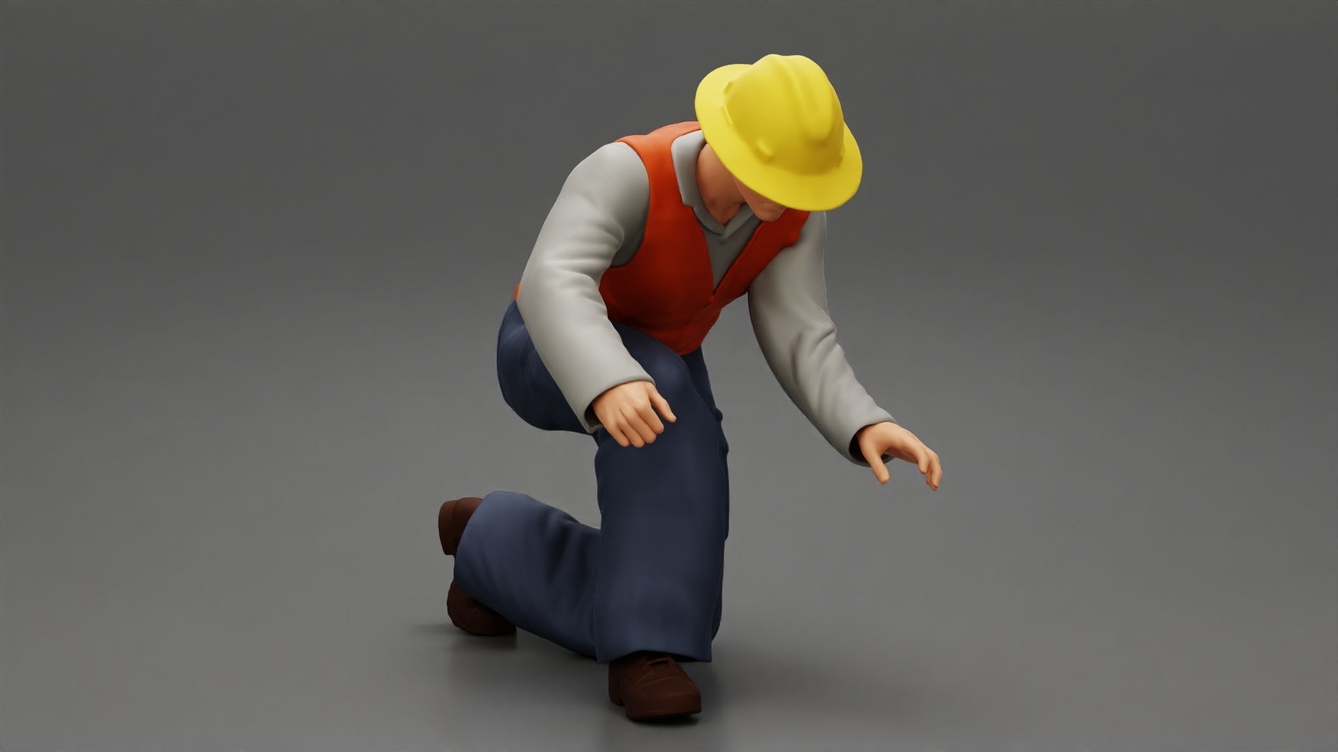 Industry worker sitting and fixing technical issues 3D print model_2