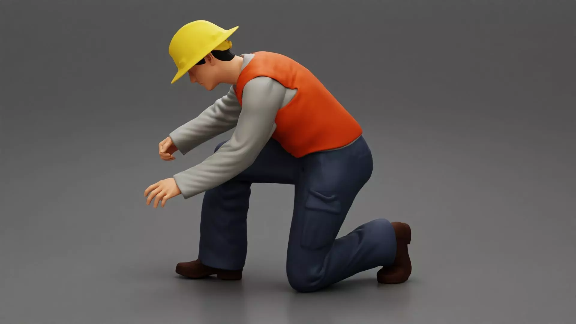 Industry worker sitting and fixing technical issues 3D print model_0