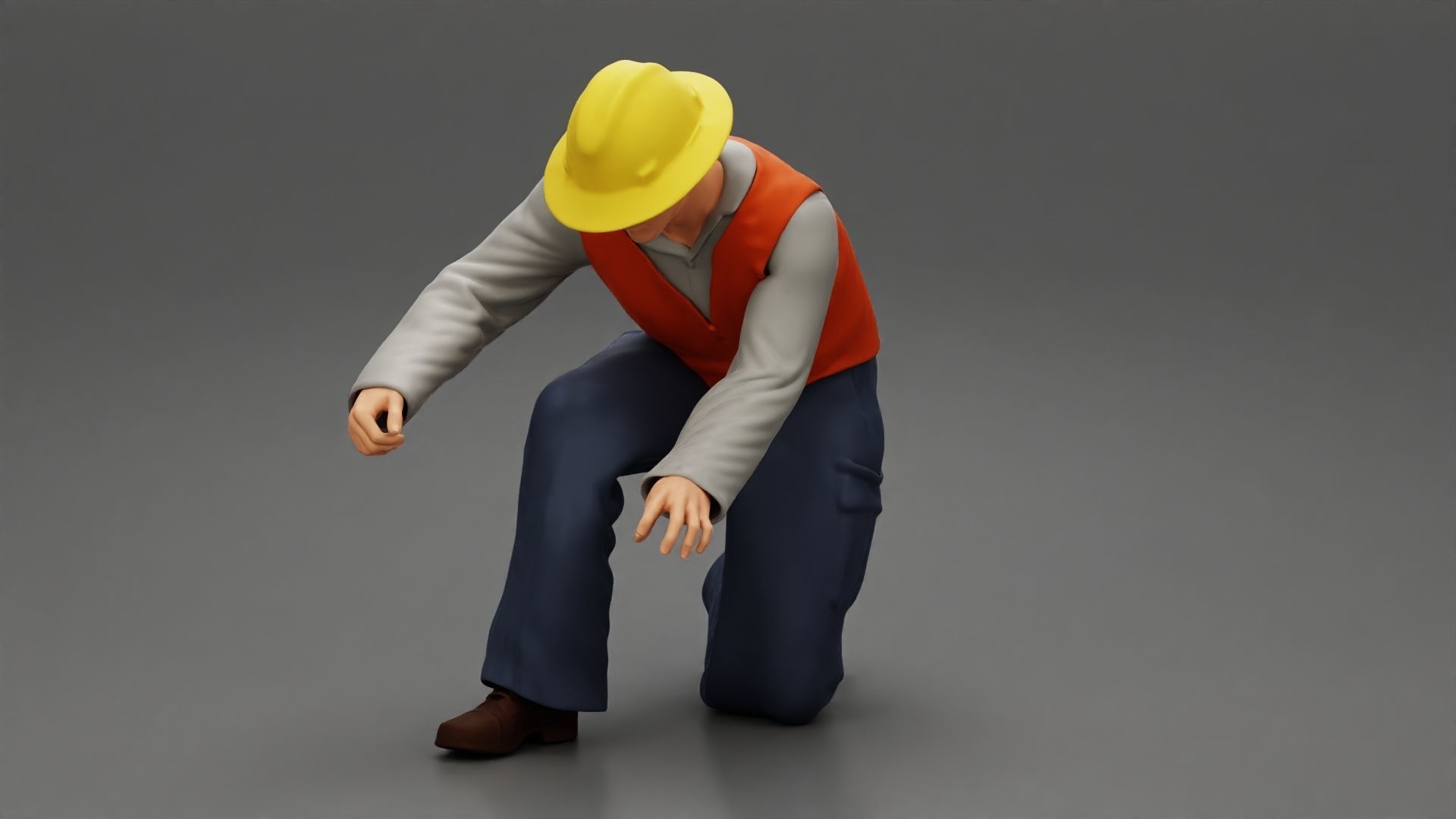 Industry worker sitting and fixing technical issues 3D print model_1