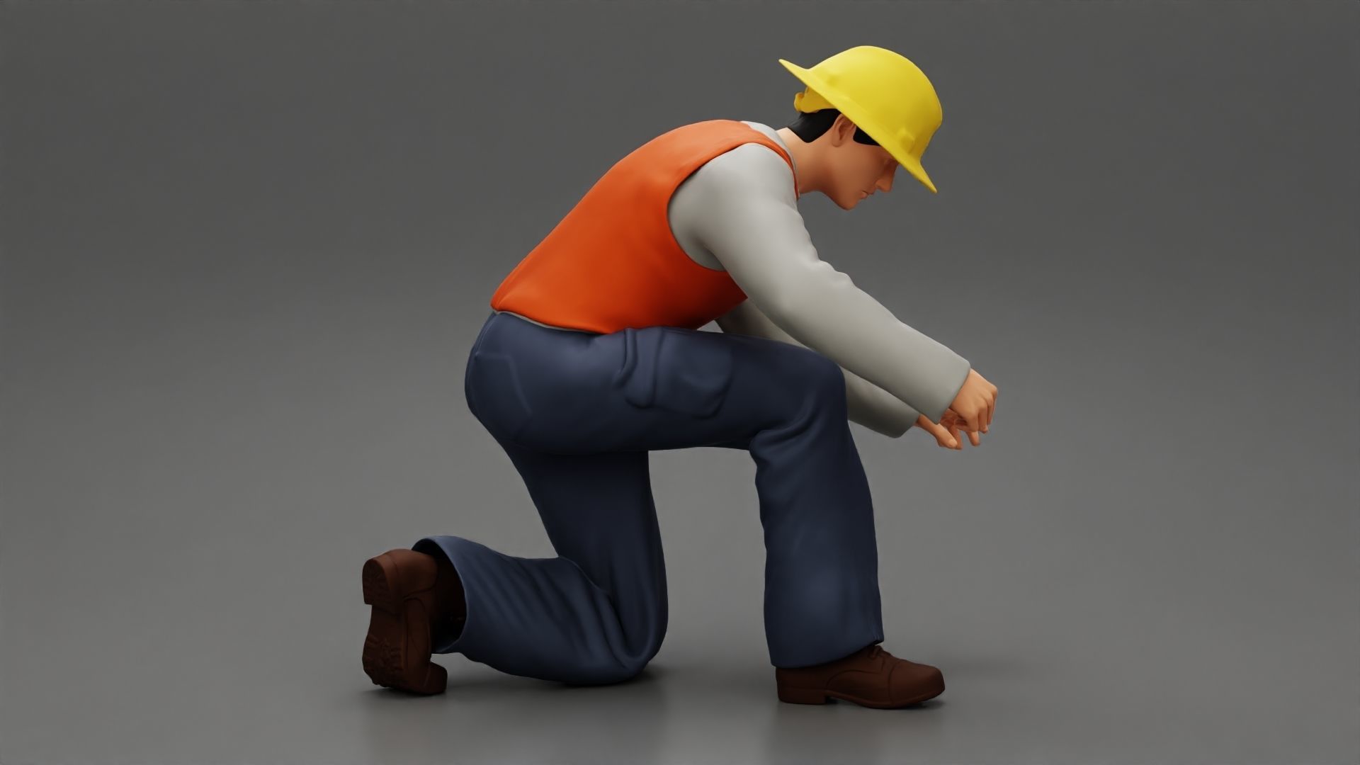 Industry worker sitting and fixing technical issues 3D print model_3