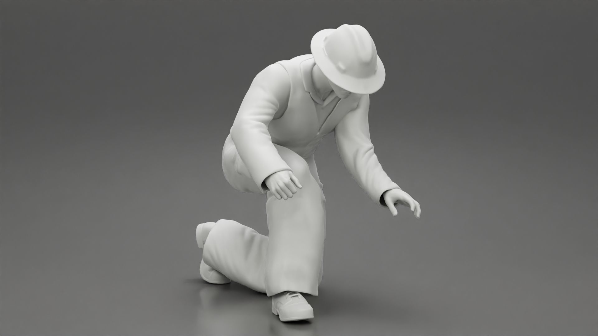 Industry worker sitting and fixing technical issues 3D print model_8