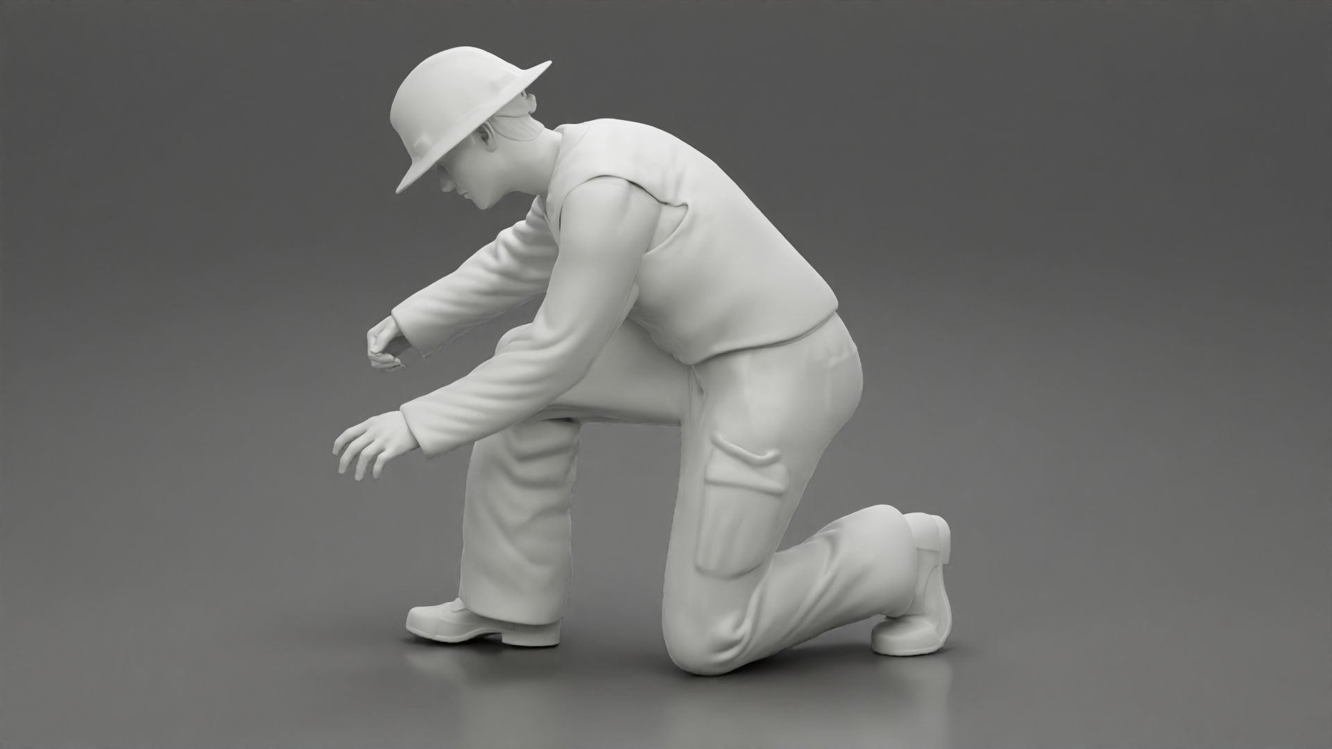 Industry worker sitting and fixing technical issues 3D print model_6