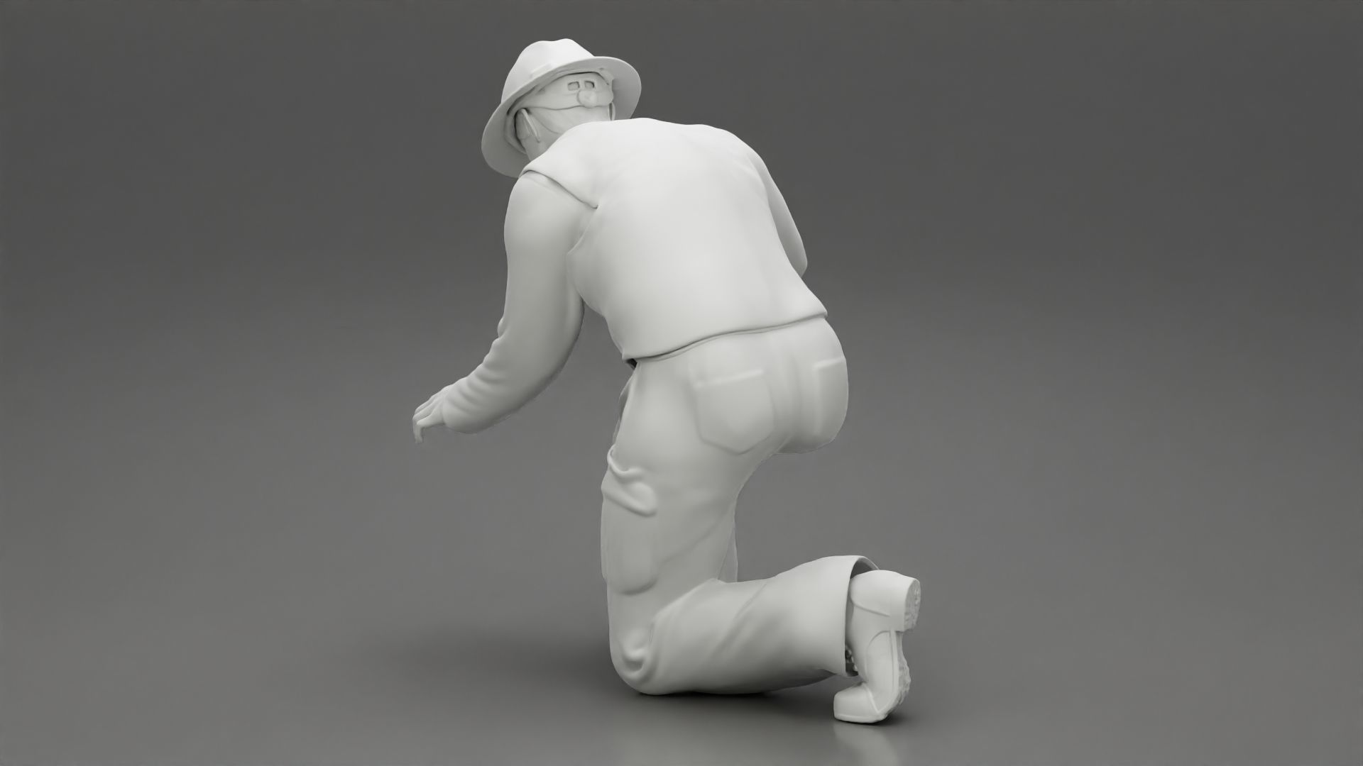 Industry worker sitting and fixing technical issues 3D print model_11