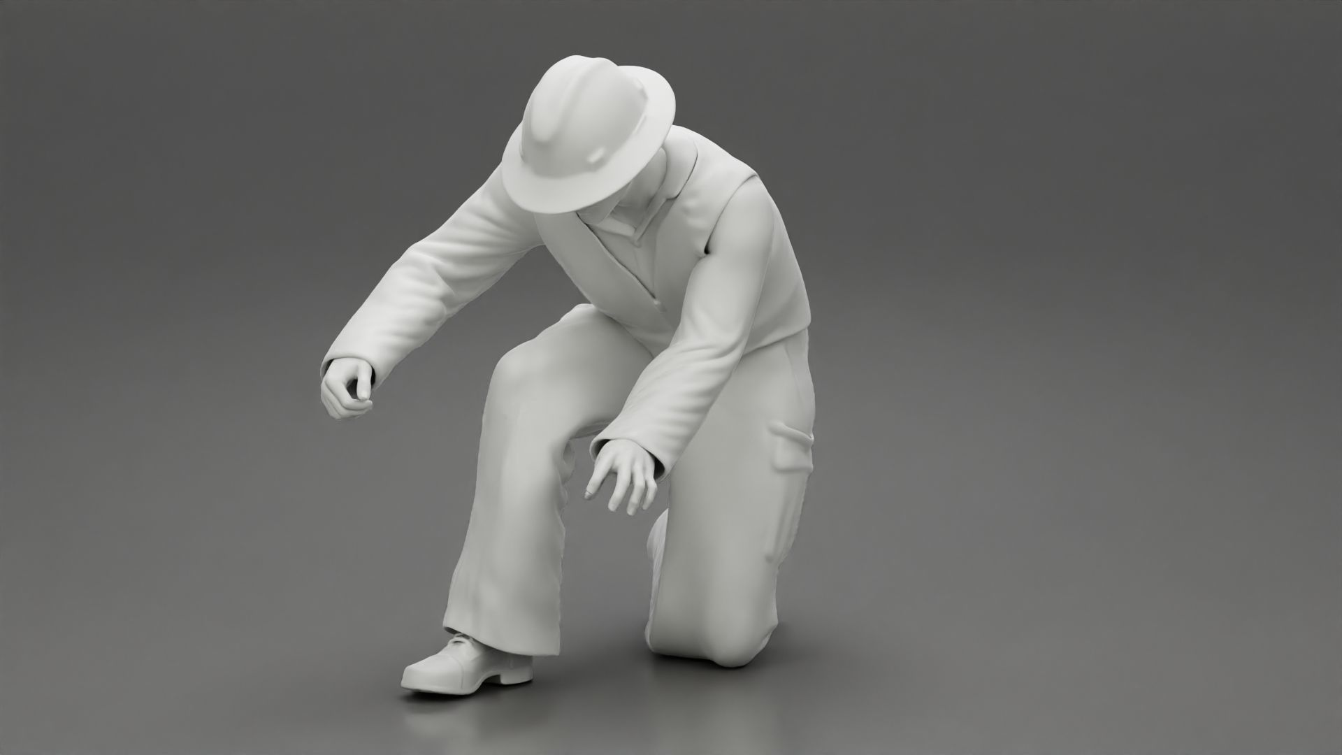 Industry worker sitting and fixing technical issues 3D print model_7