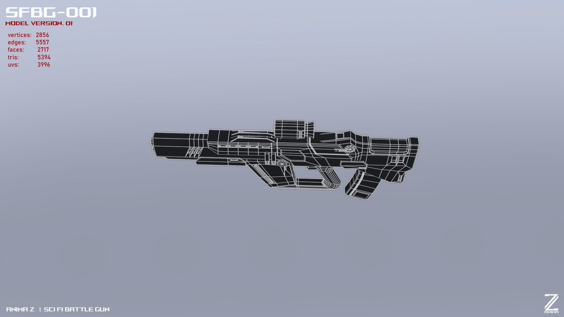 Scifi Battle gun Low-poly 3D model_12
