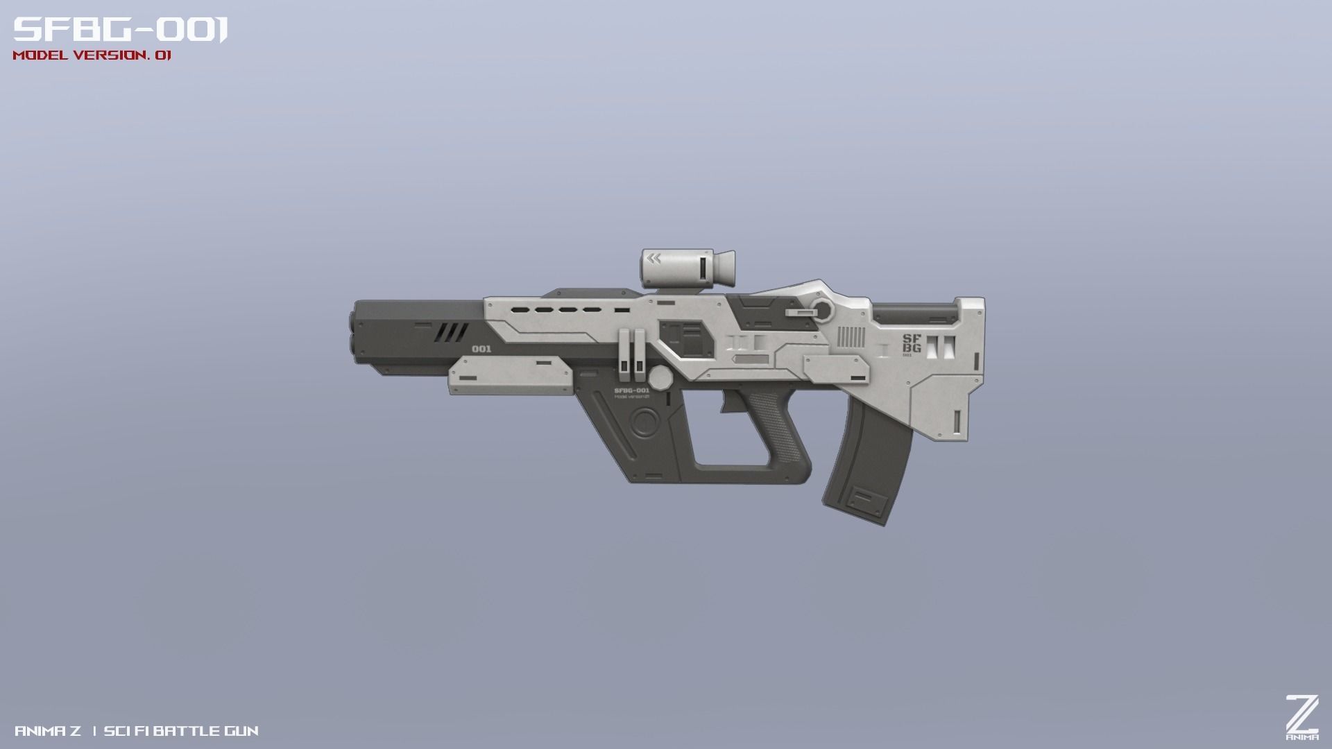 Scifi Battle gun Low-poly 3D model_6