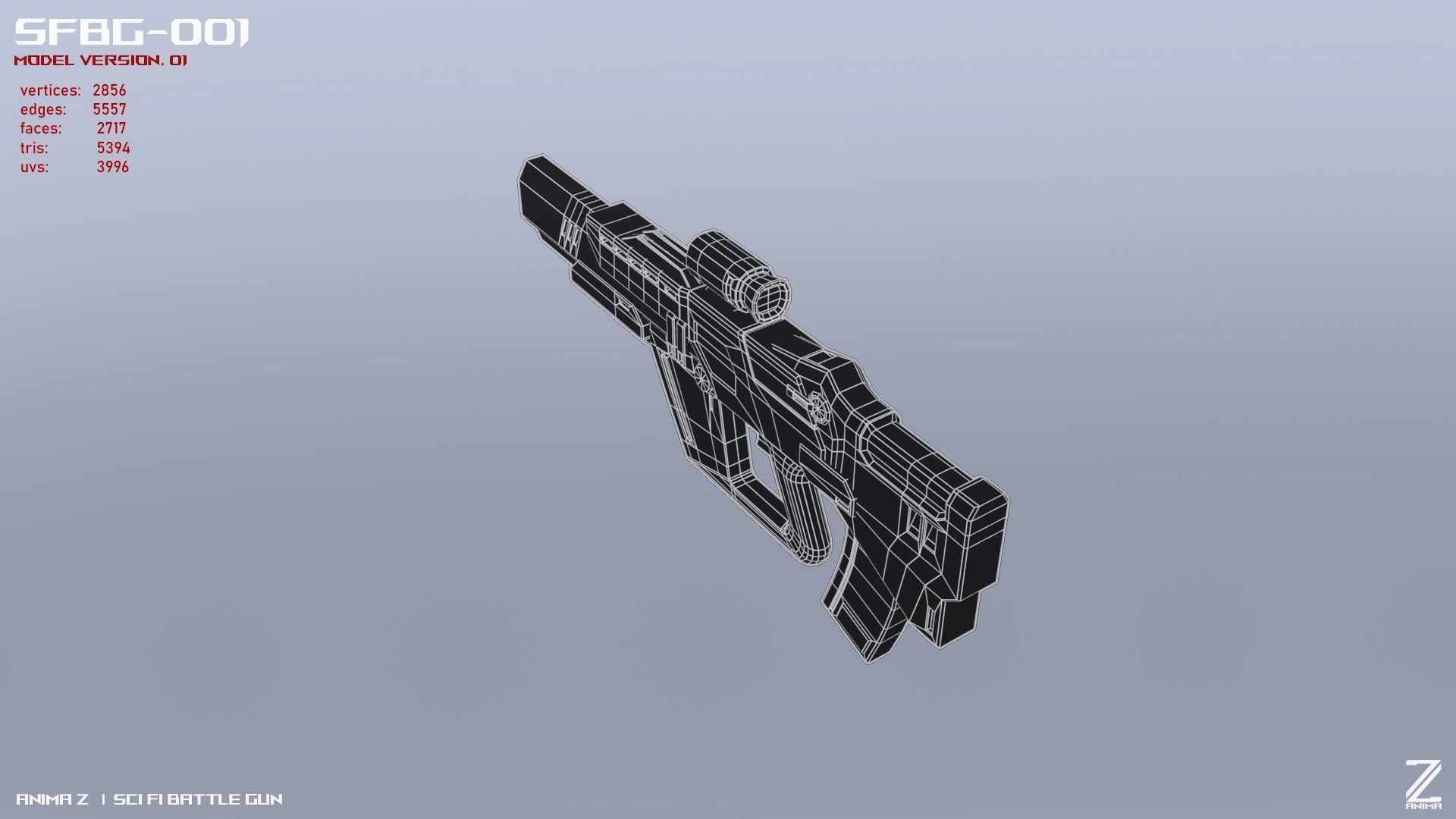Scifi Battle gun Low-poly 3D model_13