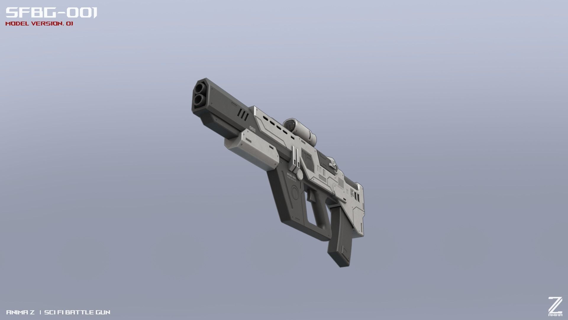 Scifi Battle gun Low-poly 3D model_8
