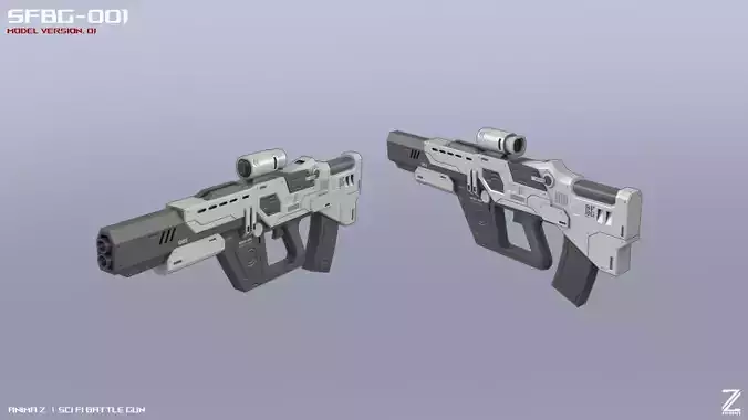 Scifi Battle gun Low-poly 3D model