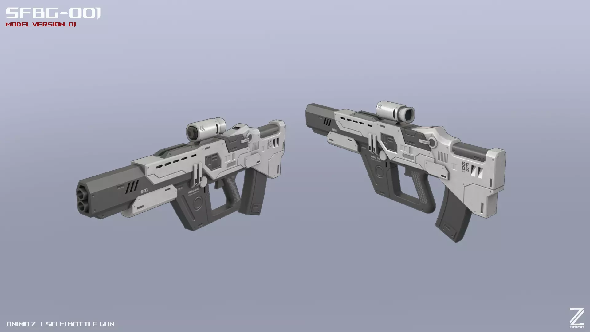 Scifi Battle gun Low-poly 3D model_0