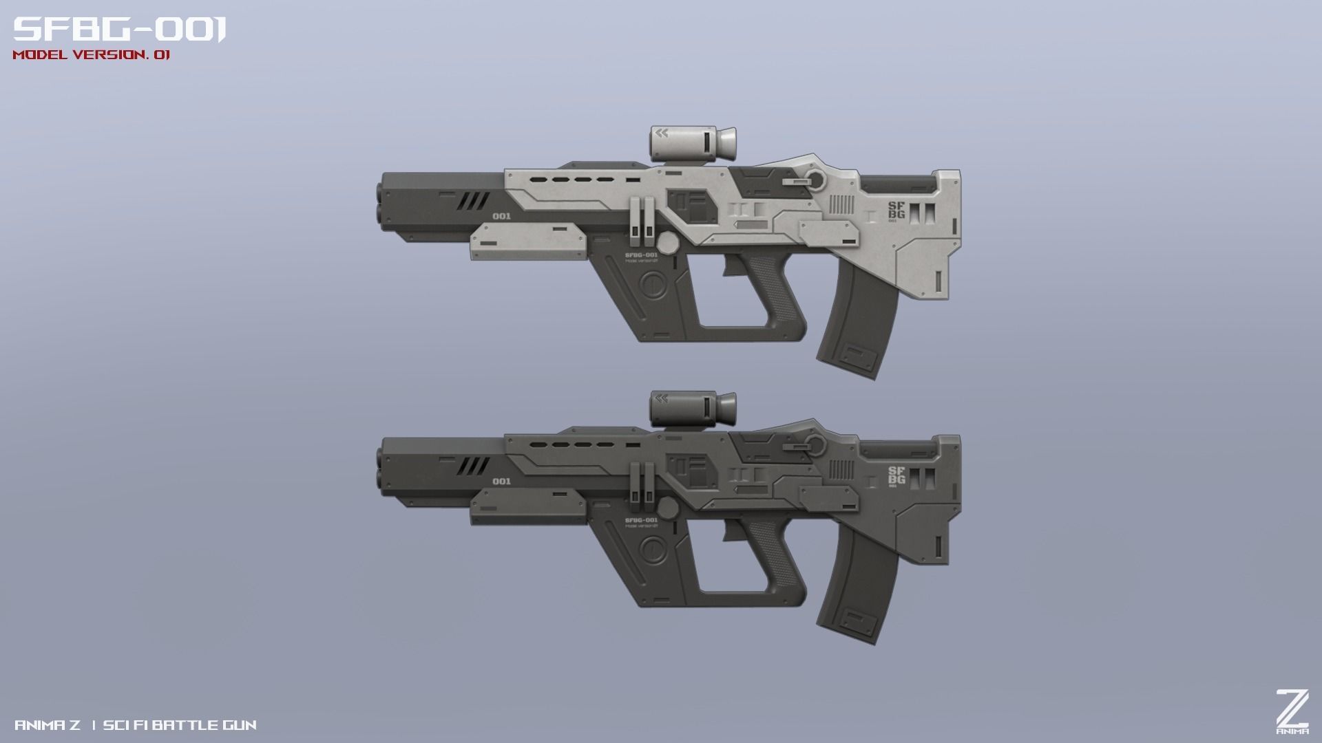 Scifi Battle gun Low-poly 3D model_1