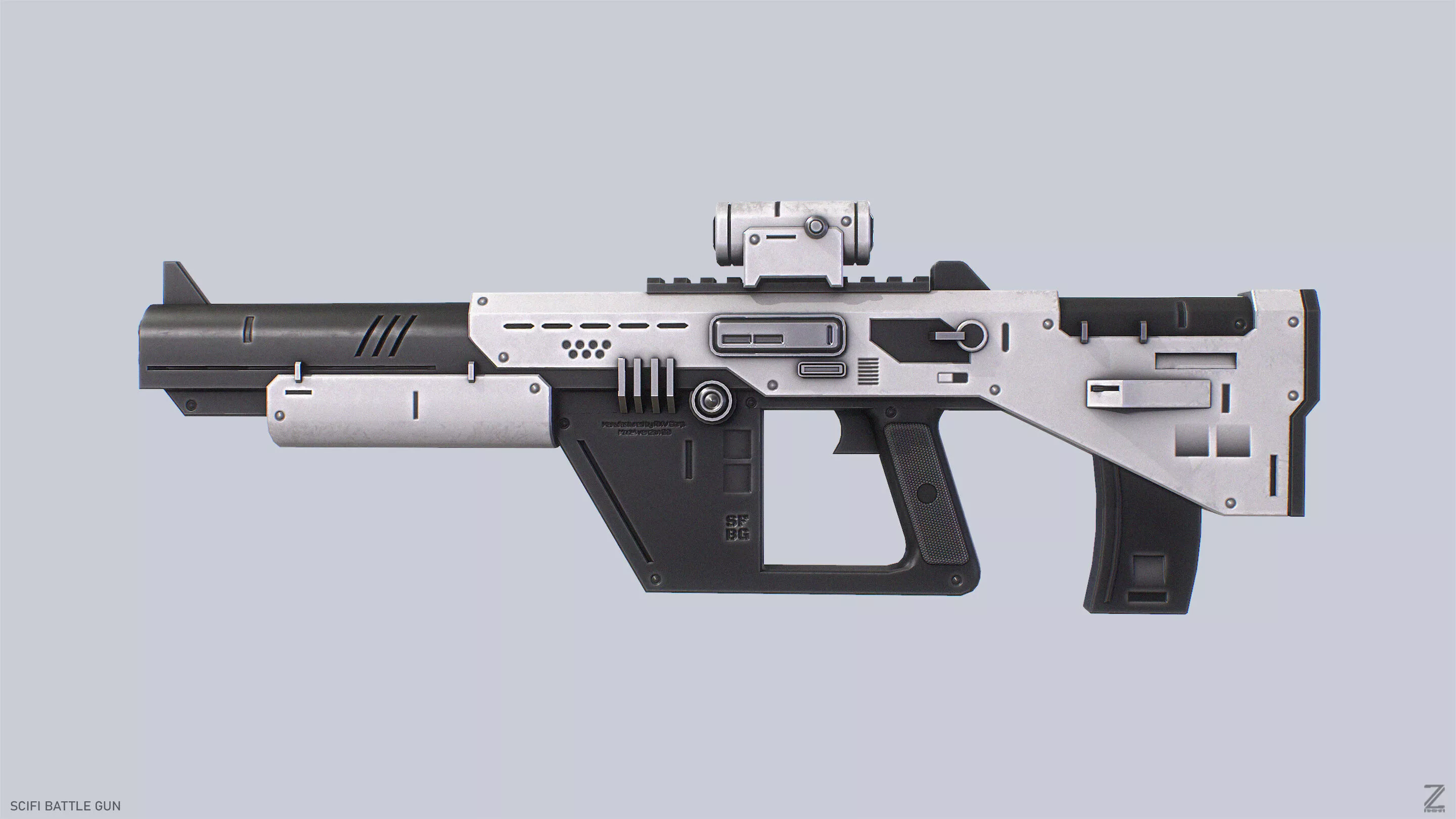 Scifi battle gun Low-poly 3D model