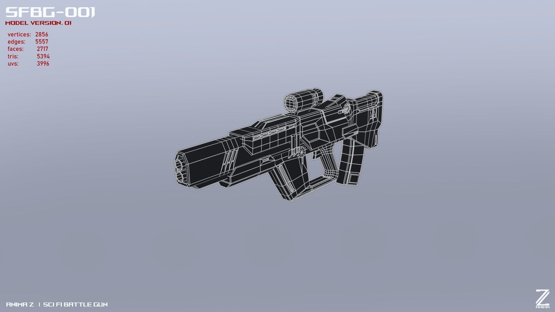 Scifi Battle gun Low-poly 3D model_11