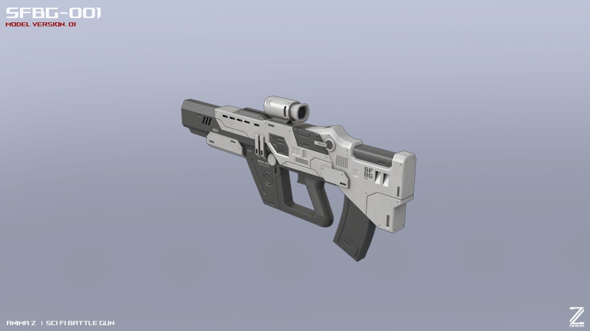 Scifi Battle gun Low-poly 3D model_4