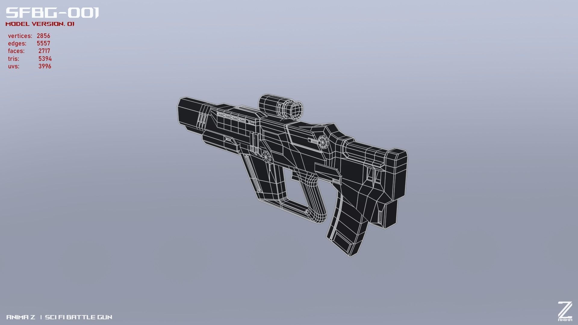 Scifi Battle gun Low-poly 3D model_10
