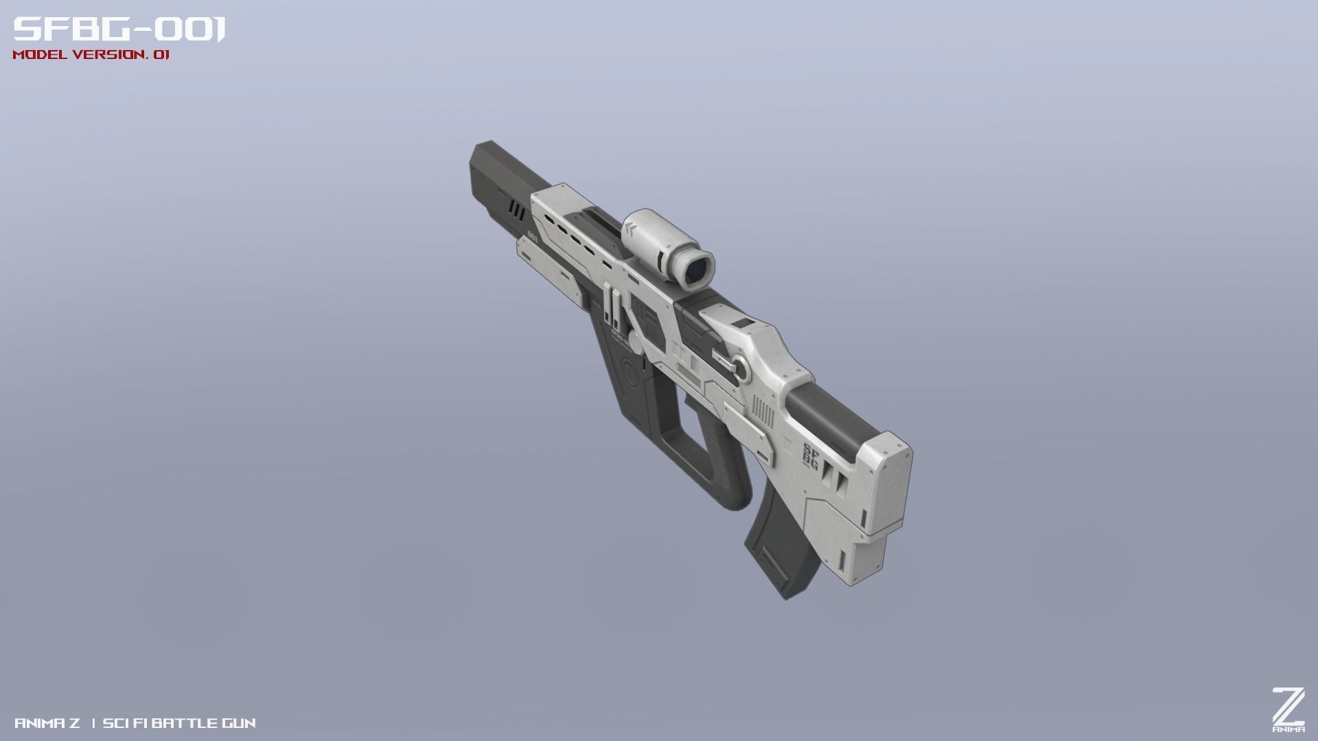 Scifi Battle gun Low-poly 3D model_7