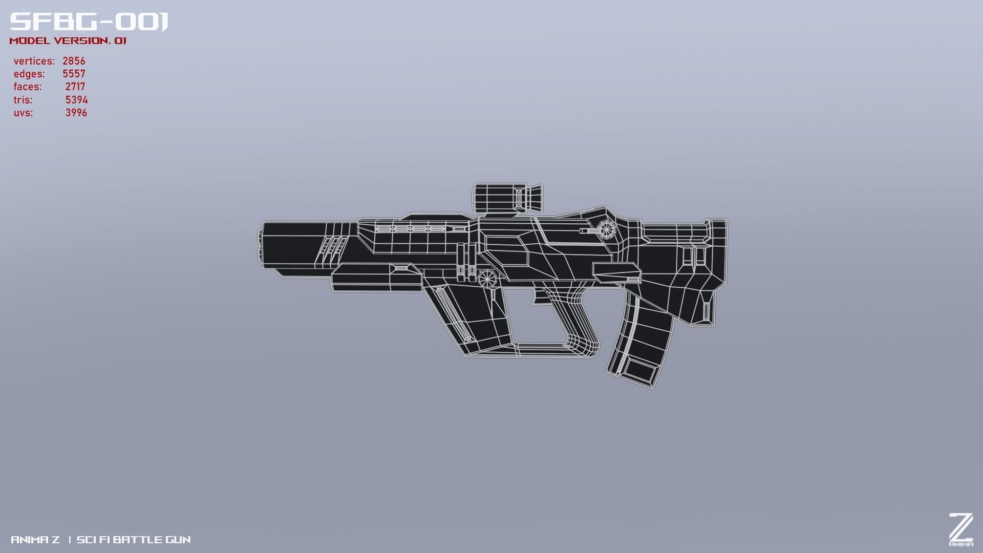 Scifi Battle gun Low-poly 3D model_3