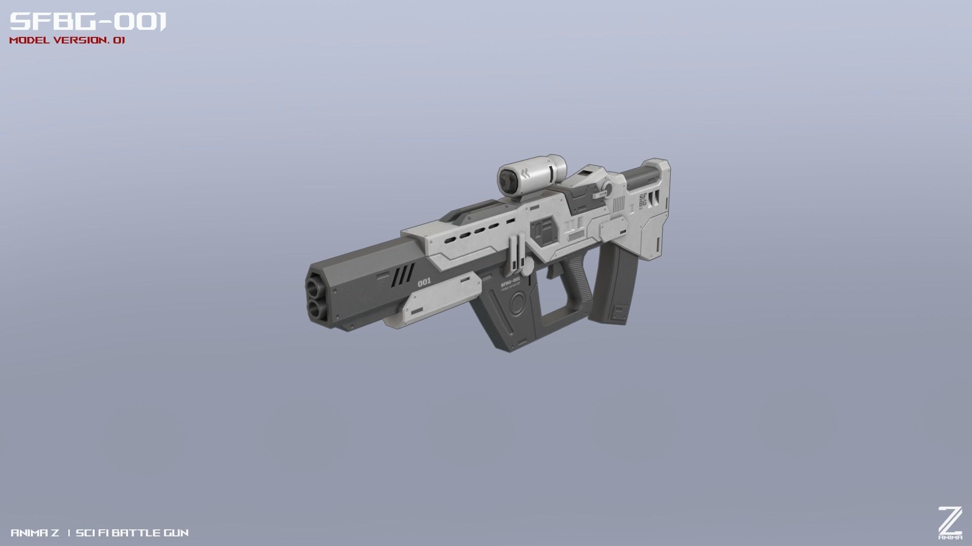 Scifi Battle gun Low-poly 3D model_5