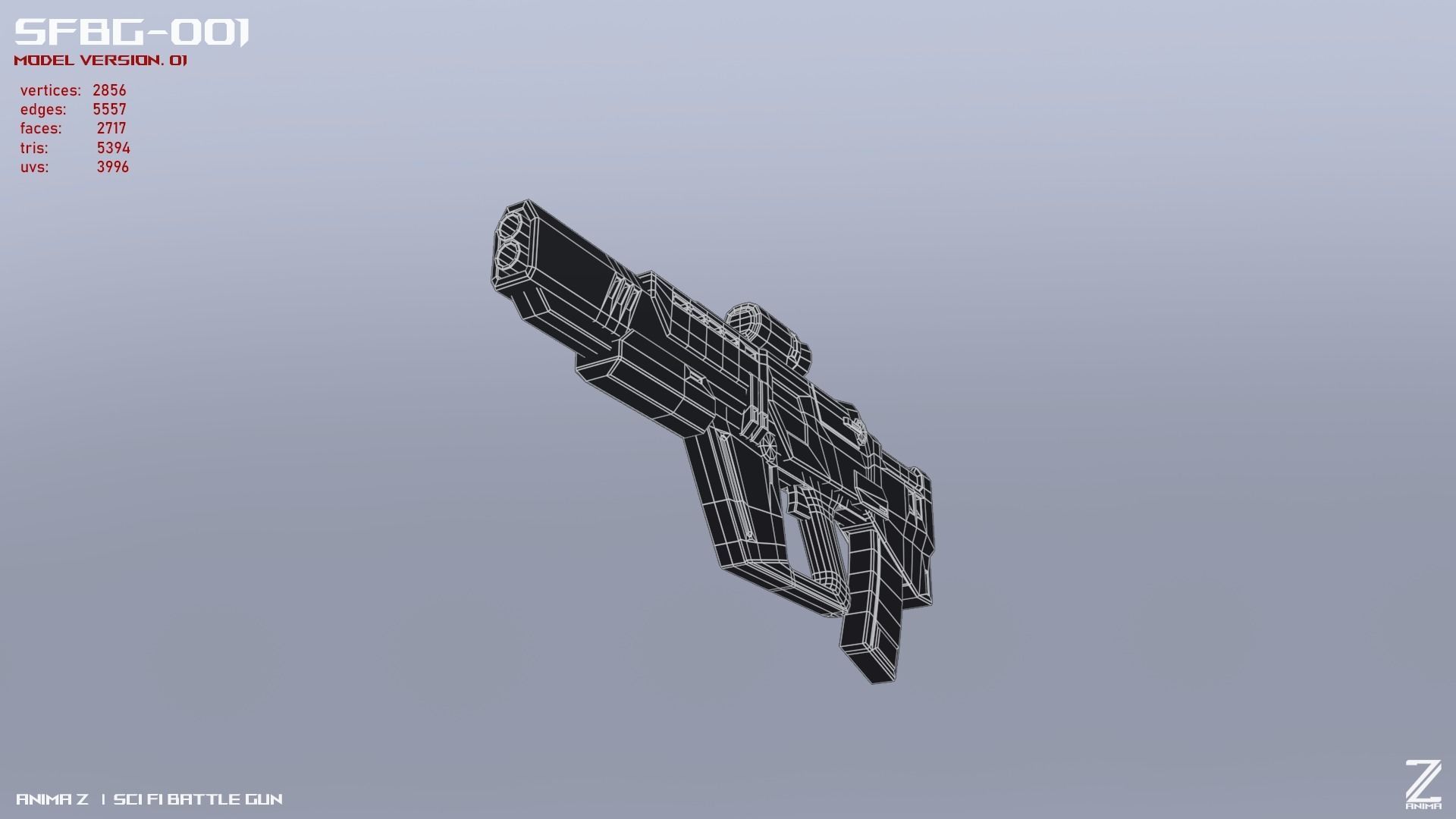 Scifi Battle gun Low-poly 3D model_14
