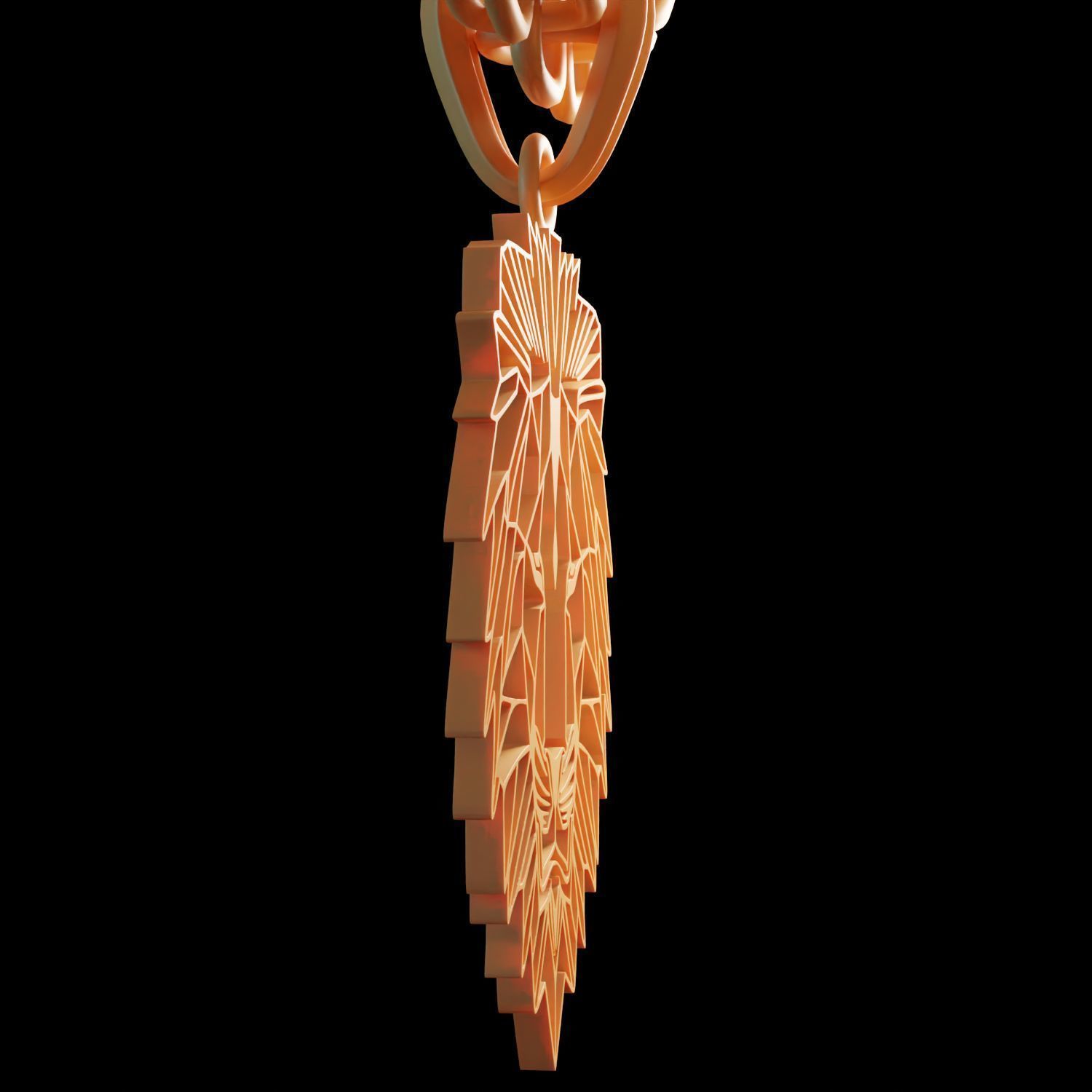 Feline Lion Stylized Pendant Amulet Necklace Design 3D print model_10