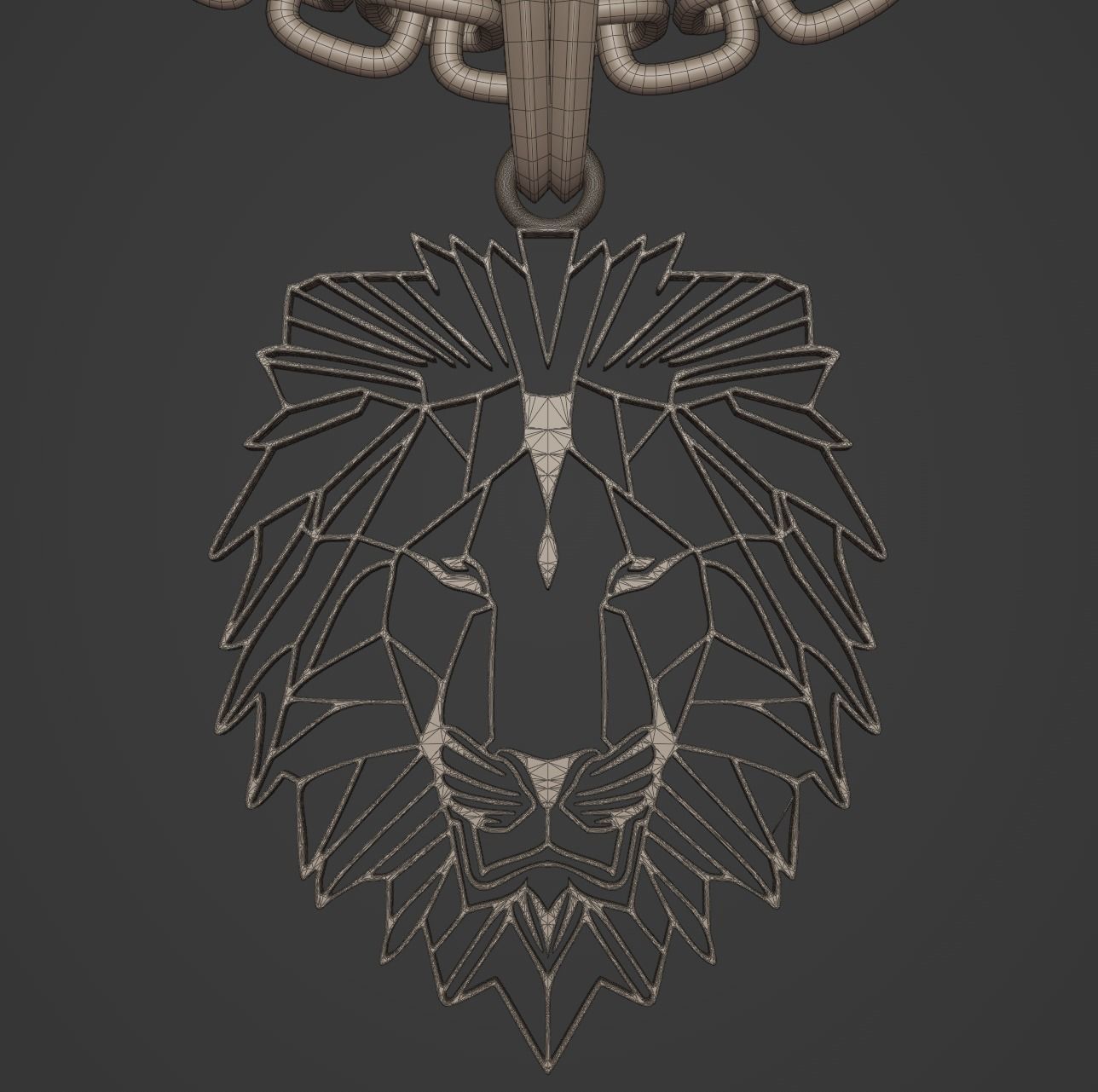 Feline Lion Stylized Pendant Amulet Necklace Design 3D print model_13