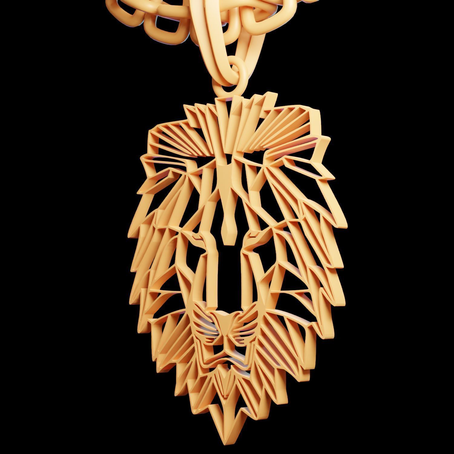 Feline Lion Stylized Pendant Amulet Necklace Design 3D print model_8