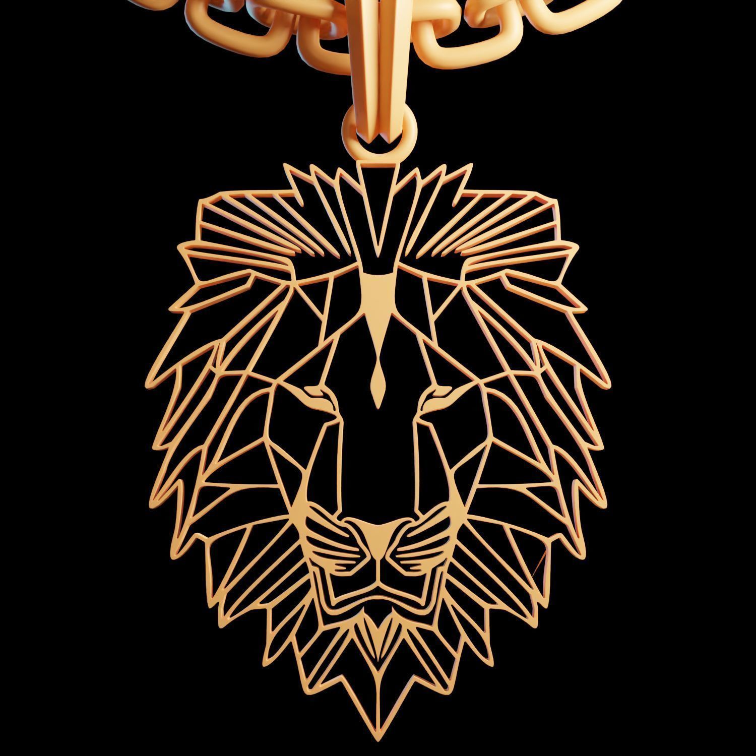 Feline Lion Stylized Pendant Amulet Necklace Design 3D print model_7