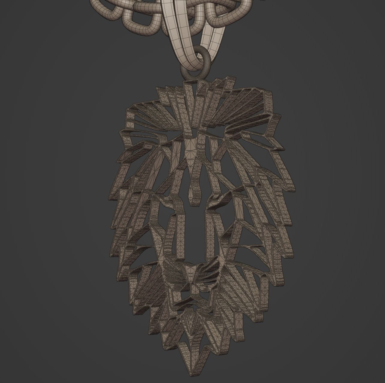 Feline Lion Stylized Pendant Amulet Necklace Design 3D print model_14