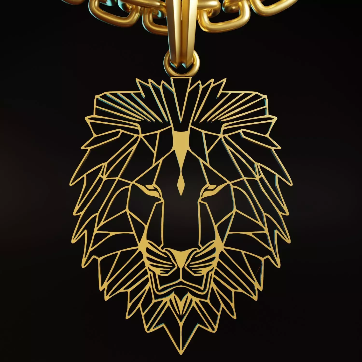 Feline Lion Stylized Pendant Amulet Necklace Design 3D print model_0