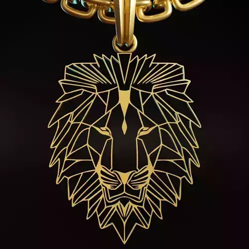 Feline Lion Stylized Pendant Amulet Necklace Design 3D print model