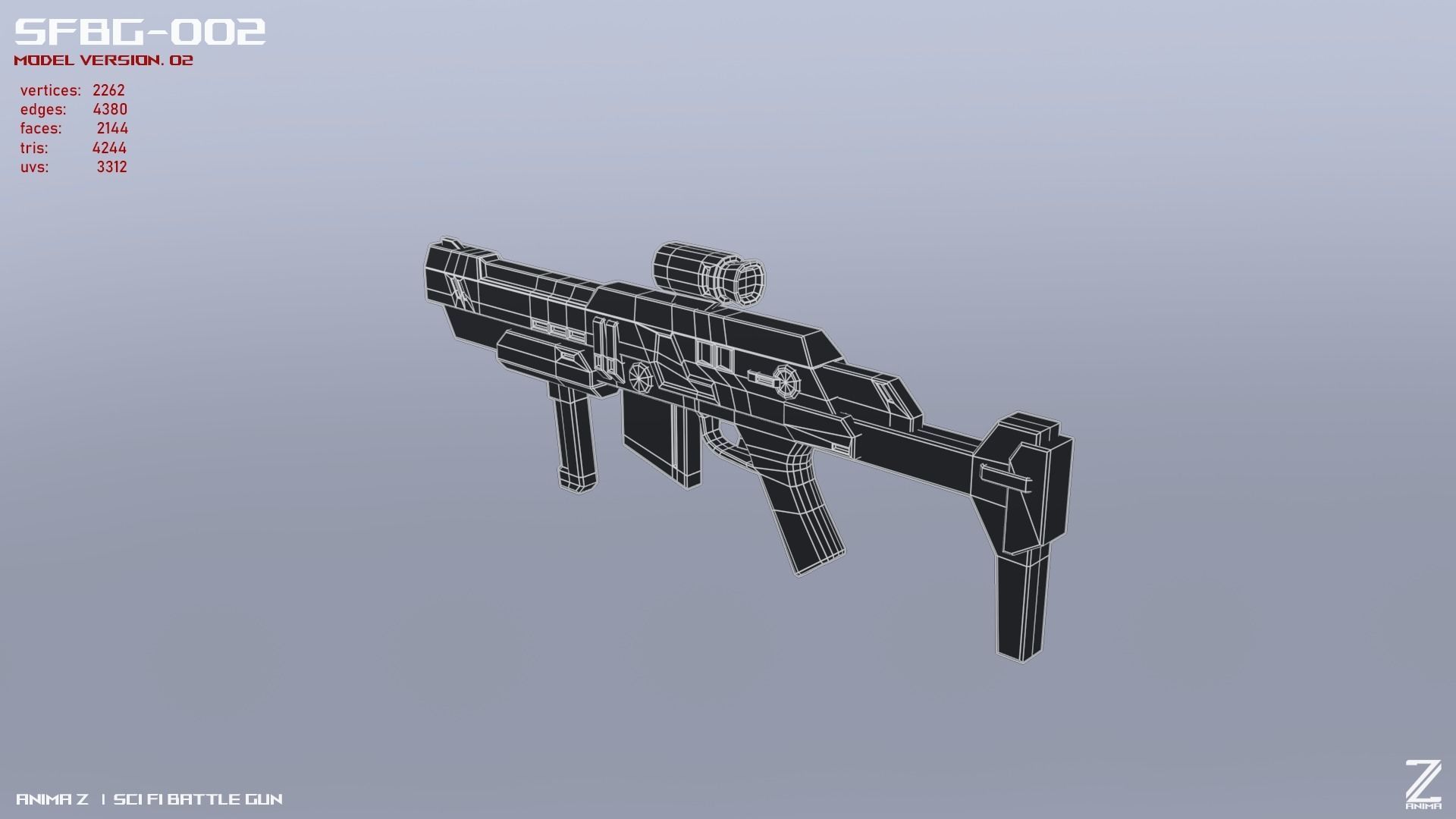 Scifi Battle gun Low-poly 3D model_14