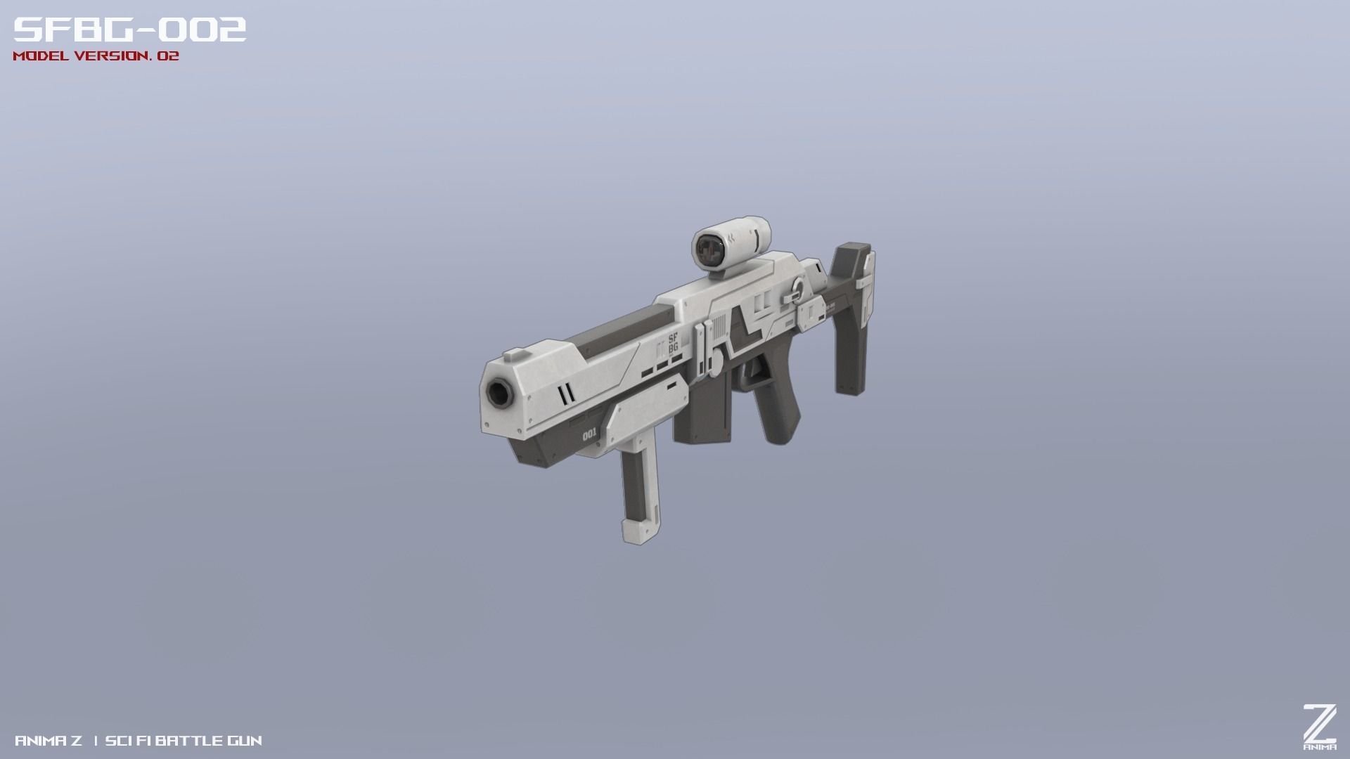 Scifi Battle gun Low-poly 3D model_9