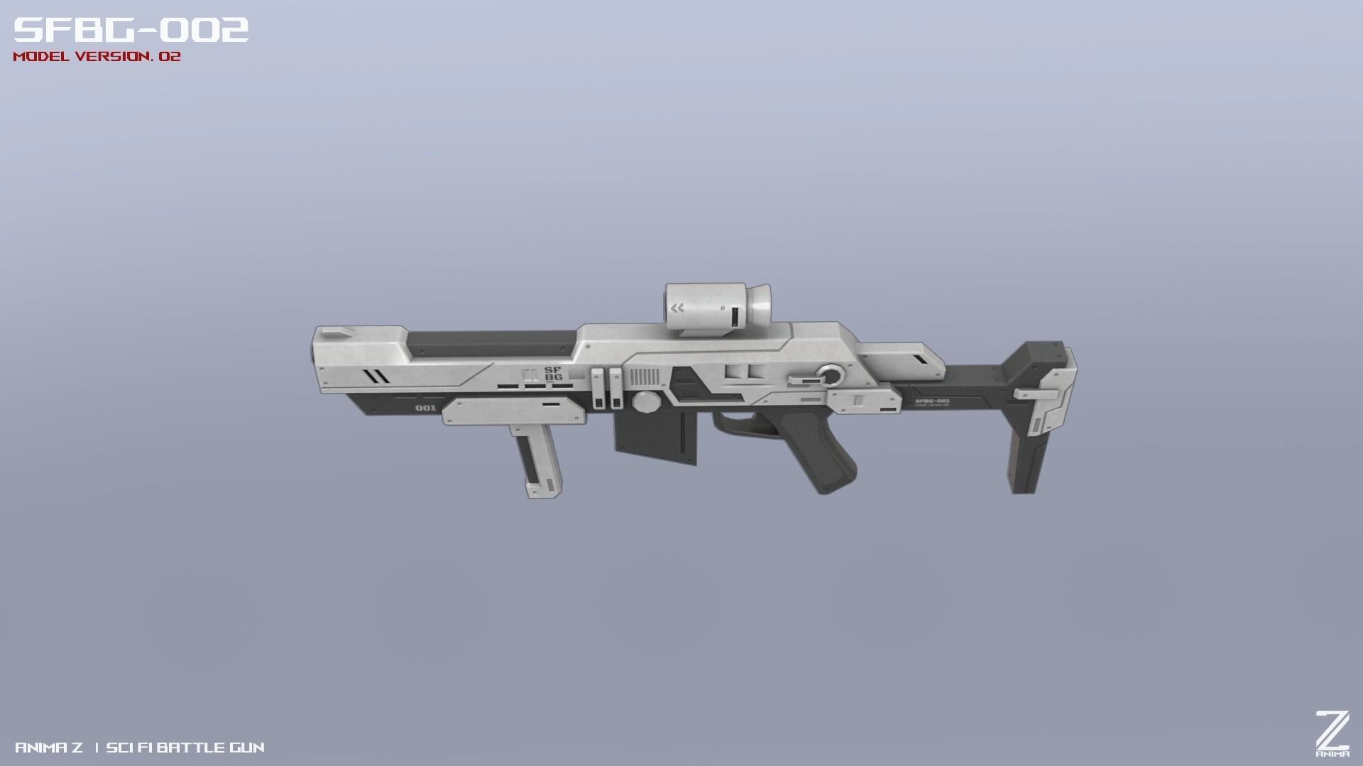 Scifi Battle gun Low-poly 3D model_8