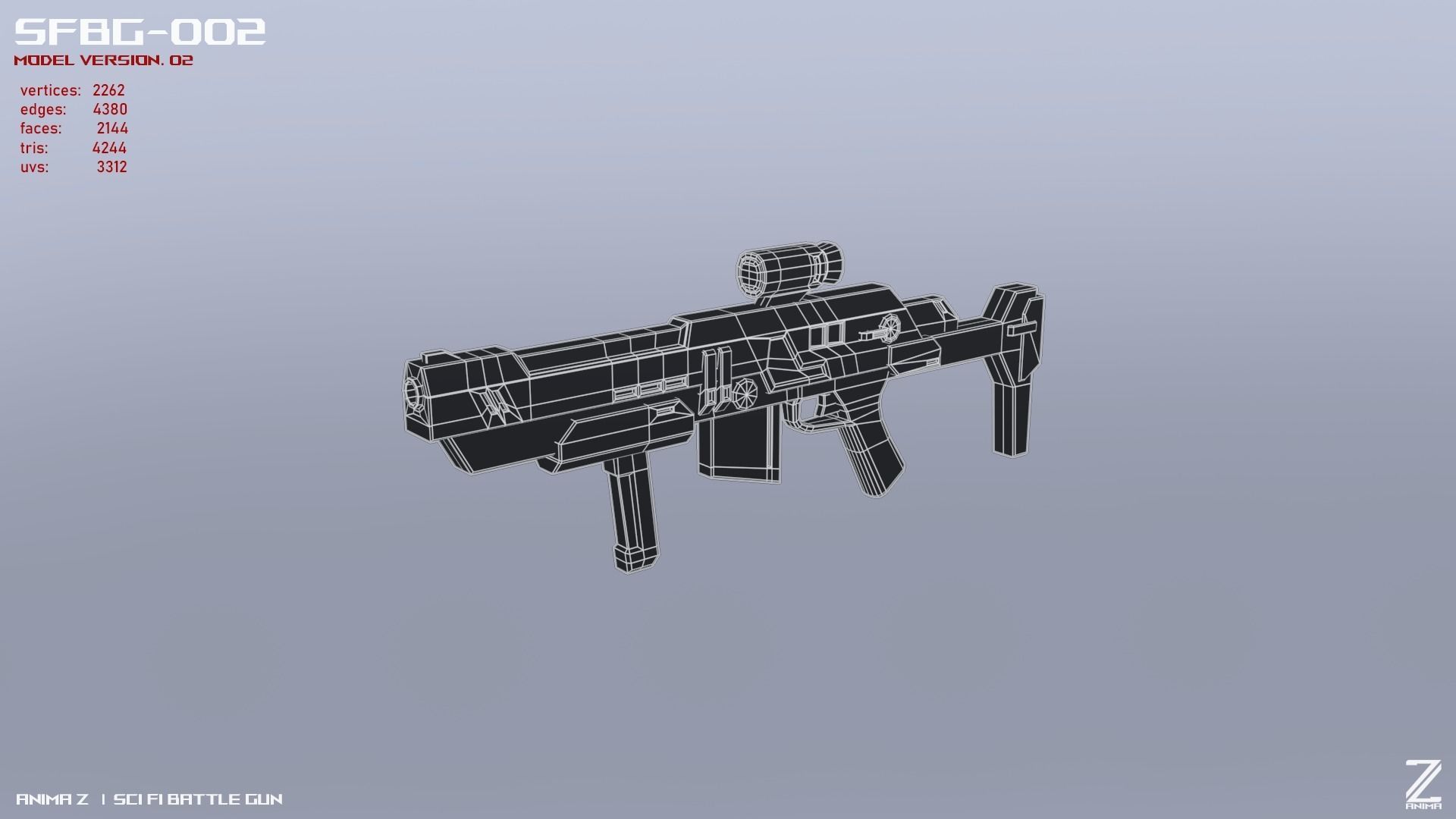 Scifi Battle gun Low-poly 3D model_13