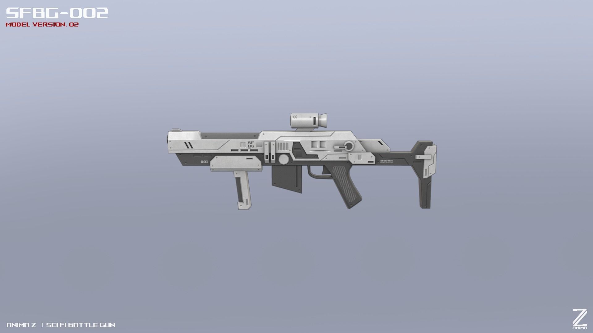 Scifi Battle gun Low-poly 3D model_10