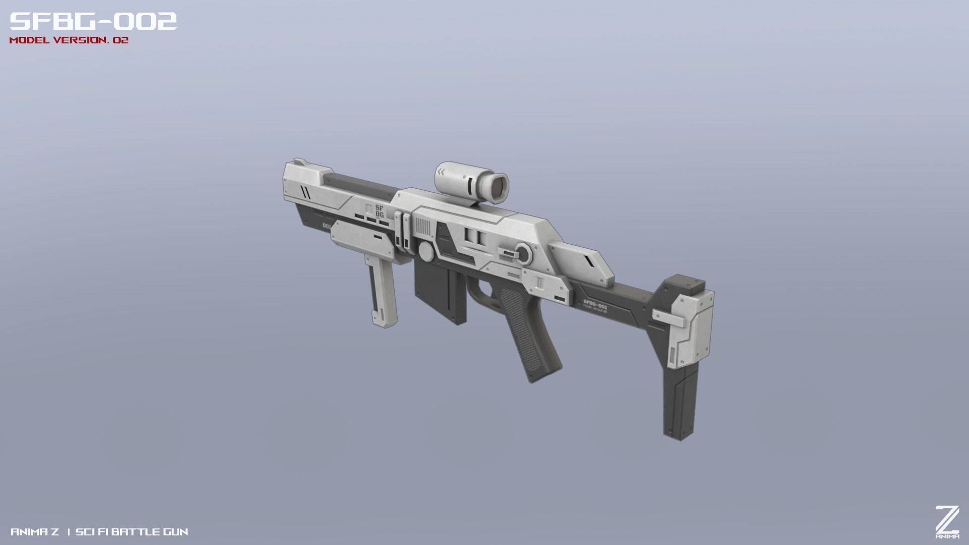 Scifi Battle gun Low-poly 3D model_4