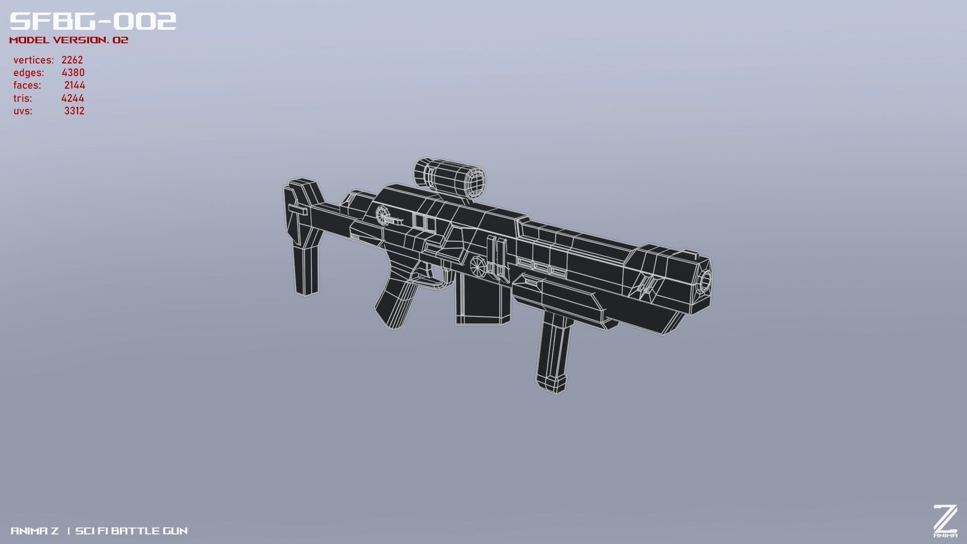 Scifi Battle gun Low-poly 3D model_11