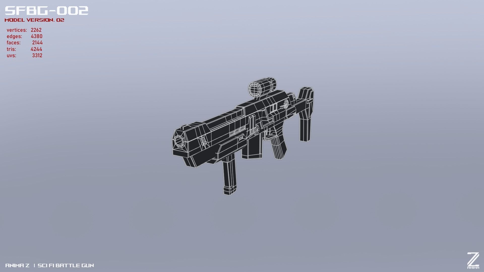 Scifi Battle gun Low-poly 3D model_15
