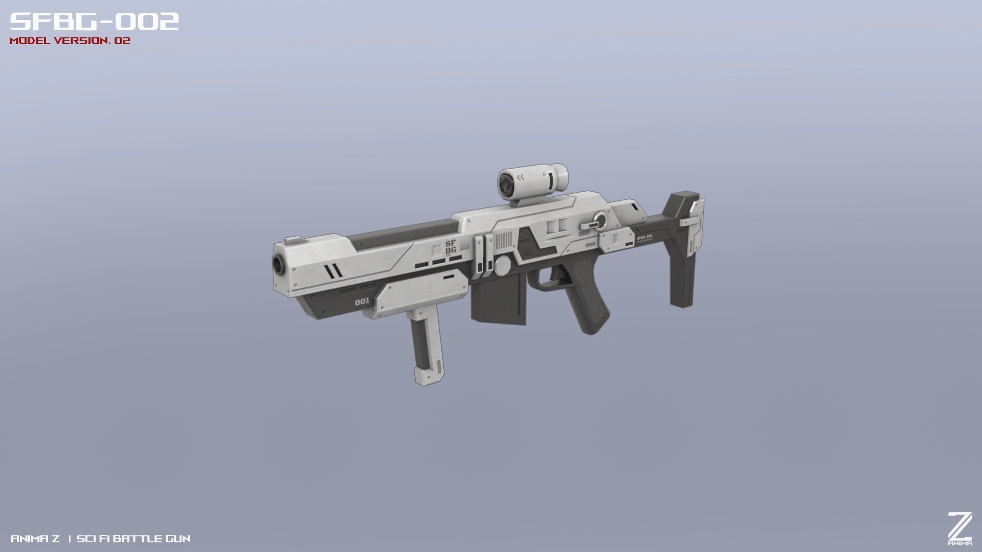 Scifi Battle gun Low-poly 3D model_7