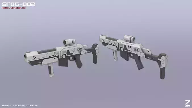 Scifi Battle gun Low-poly 3D model