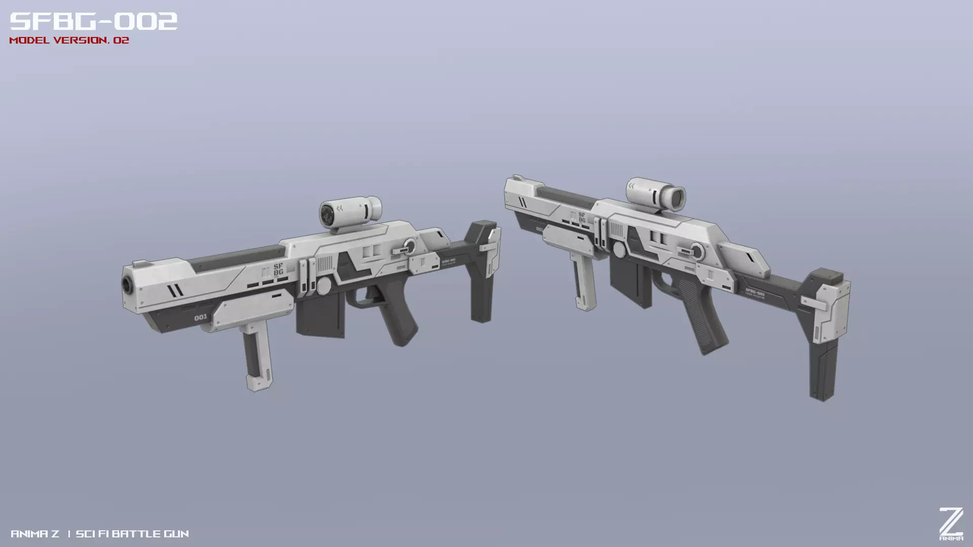 Scifi Battle gun Low-poly 3D model_0