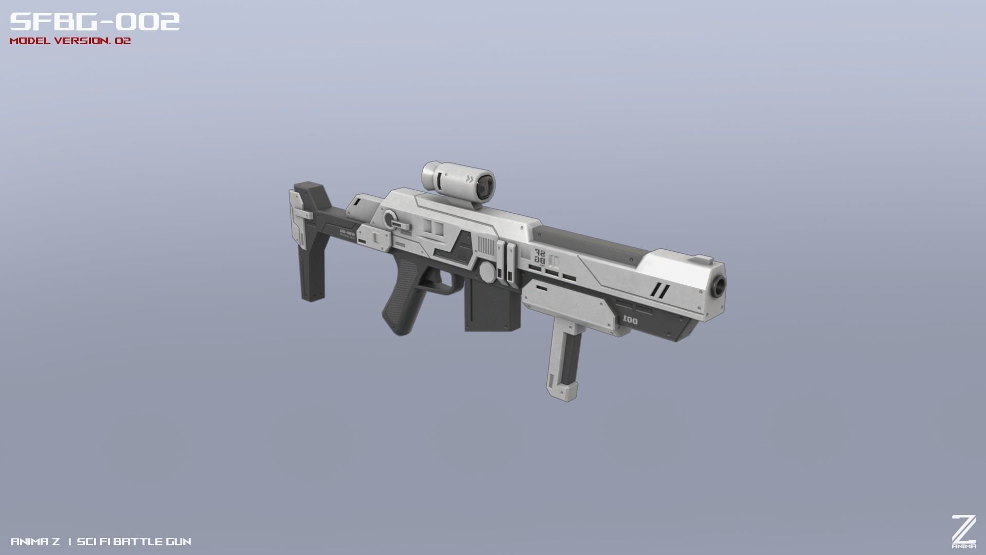 Scifi Battle gun Low-poly 3D model_5