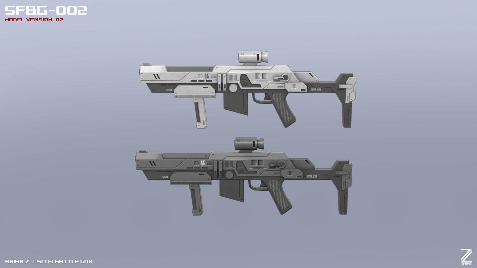 Scifi Battle gun Low-poly 3D model_1