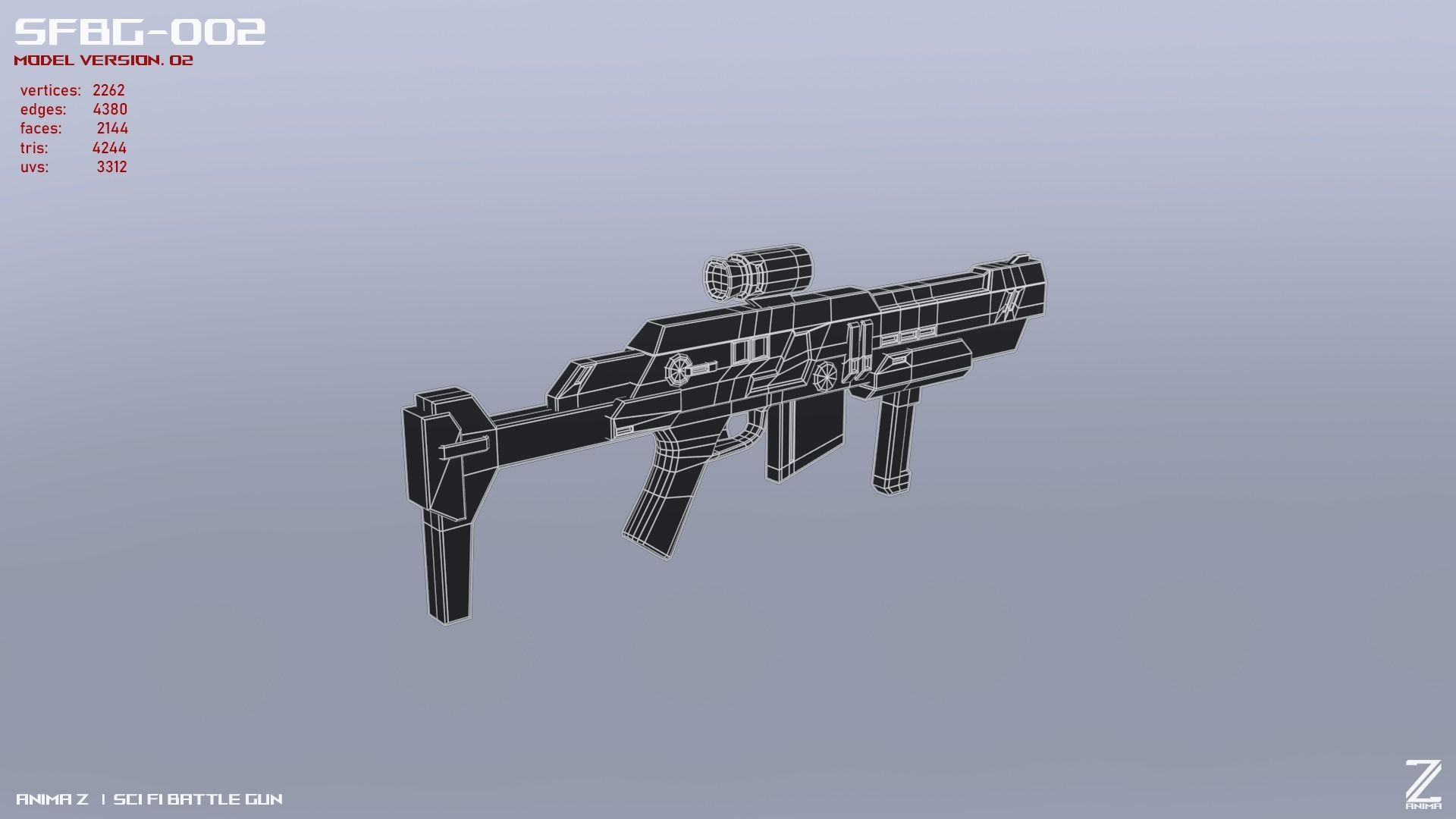 Scifi Battle gun Low-poly 3D model_12